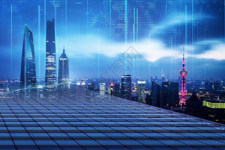 上海航拍夜景商务科技城市设计图片