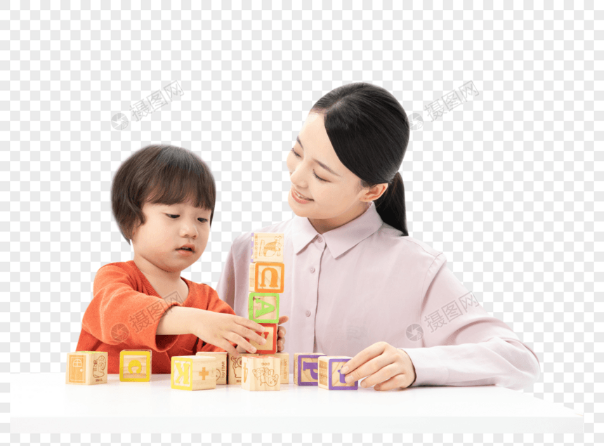 儿童幼教玩积木图片