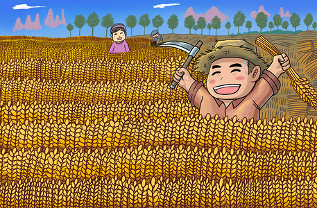 秋天农民的丰收背景图片