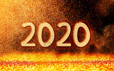 2020艺术字金色2020背景设计图片