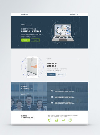 电脑服务ui设计金融商务科技官网web详情页模板