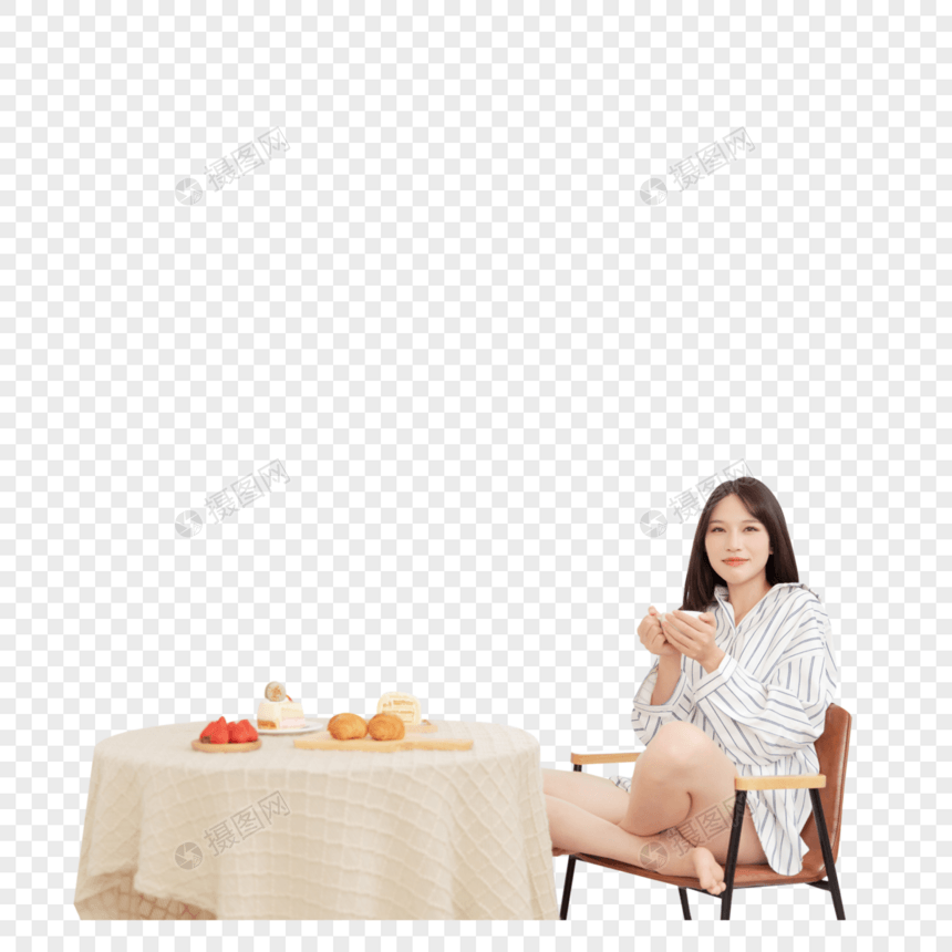 女性喝下午茶图片