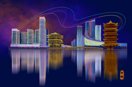 建筑古烫金城市美丽中国合肥GIF高清图片
