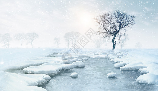 河冰冬季背景设计图片