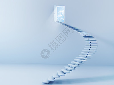 蓝色的门立体阶梯设计图片
