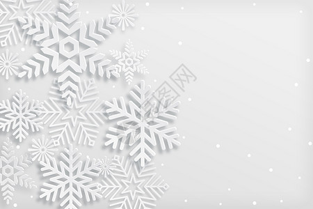 冬日圣诞贺卡剪纸风立体雪花背景设计图片