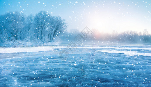 河冰冬季背景设计图片