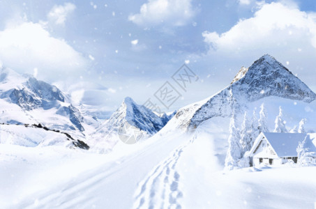 韩国滑雪场冬天雪景GIF高清图片