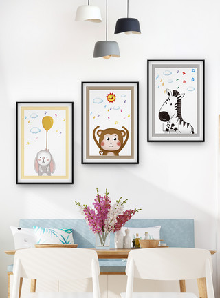 猴子可爱手绘欧式动物装饰画模板