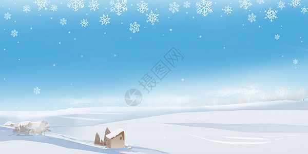 新疆冬季小屋梦幻唯美冬季雪景设计图片