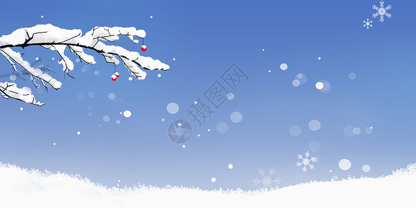 冬天树枝积雪简约冬季背景设计图片