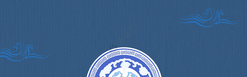 复古徽章蓝色中国风背景设计图片