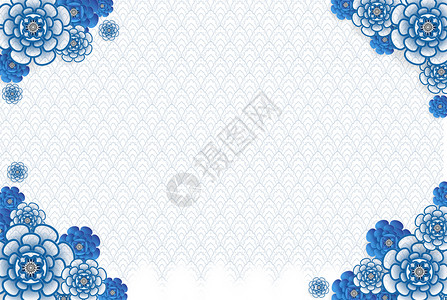古典花纹背景复古蓝色花朵背景设计图片