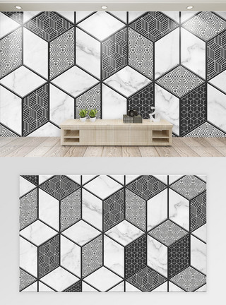 几何彩现代简约几何背景墙模板