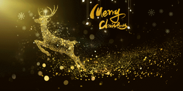 金色闪耀圣诞麋鹿GIF图片