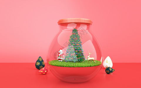 迷你圣诞树创意圣诞节背景设计图片