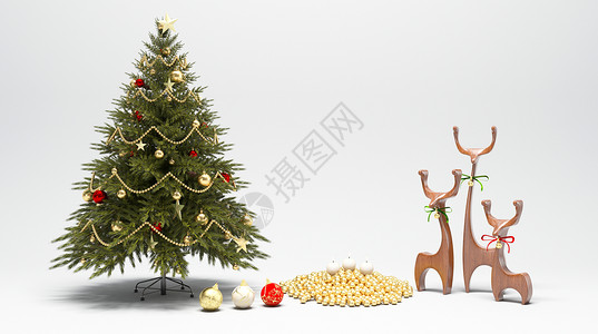 卡通圣诞树枝圣诞节立体场景设计图片