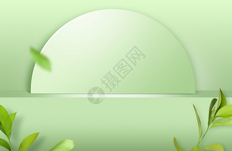 薄荷叶子绿色化妆品背景设计图片