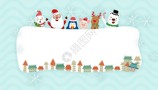 可爱雪人卡通圣诞背景设计图片