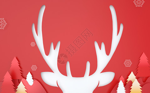 插画麋鹿创意圣诞节背景设计图片