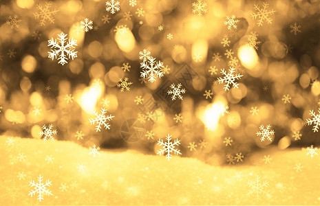 雪花与光晕金色圣诞背景设计图片