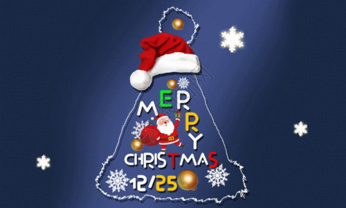 圣诞礼物海报蓝色简约圣诞节纯英文海报GIF高清图片