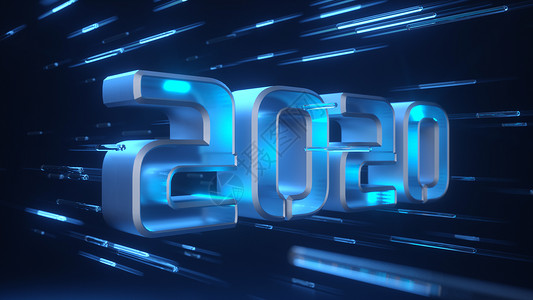 立体蓝色数字4科技穿越2020字体设计设计图片