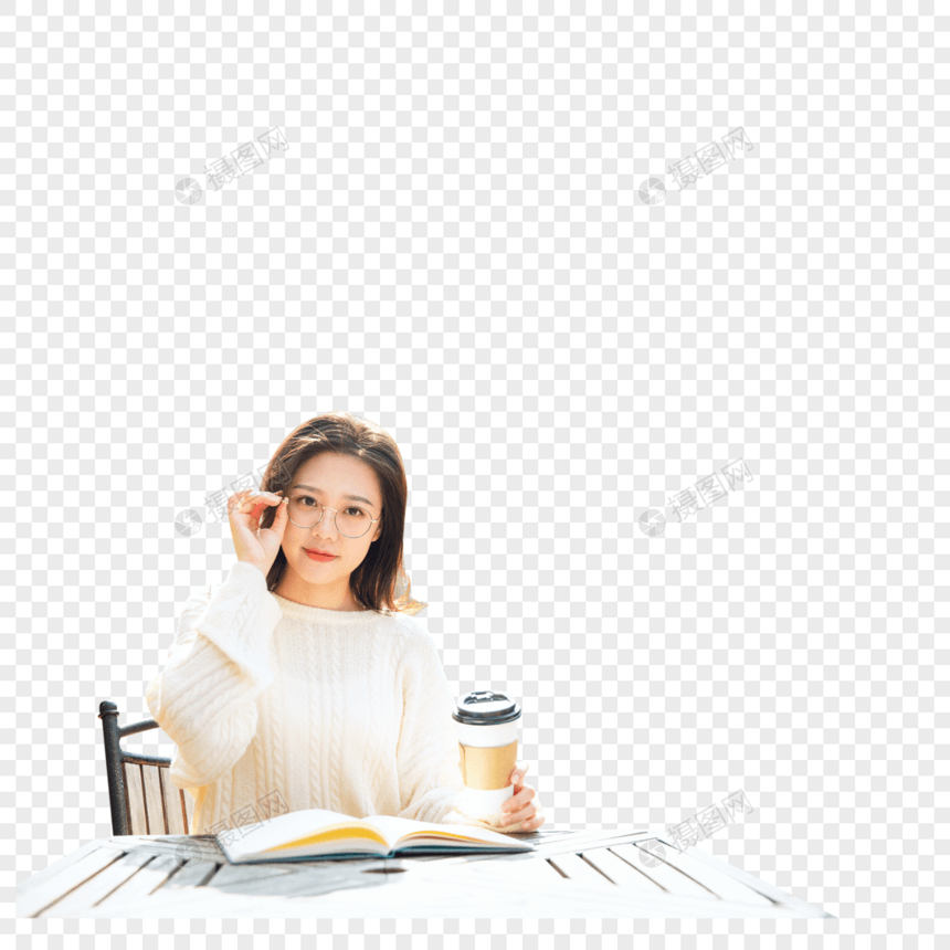 喝咖啡的女大学生图片