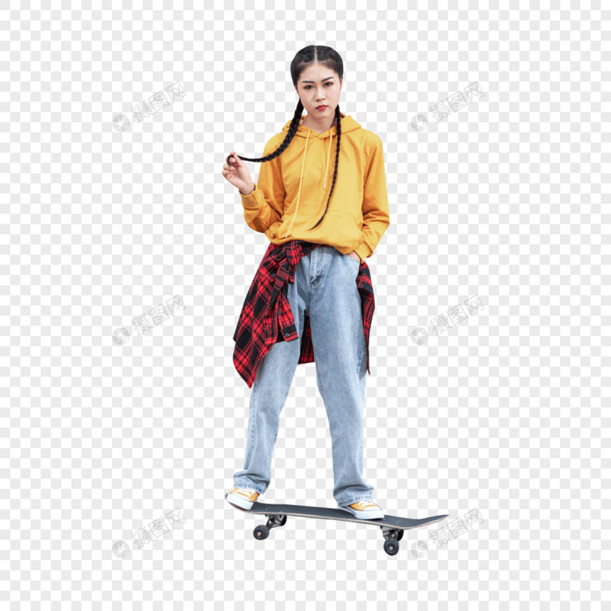 玩滑板女性图片