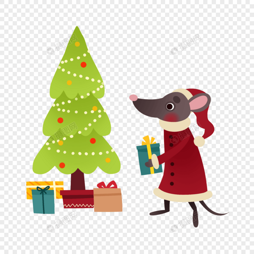 手绘圣诞老鼠图片