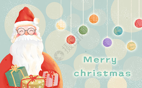 圣诞节祝福AE模板圣诞老人明信片插画