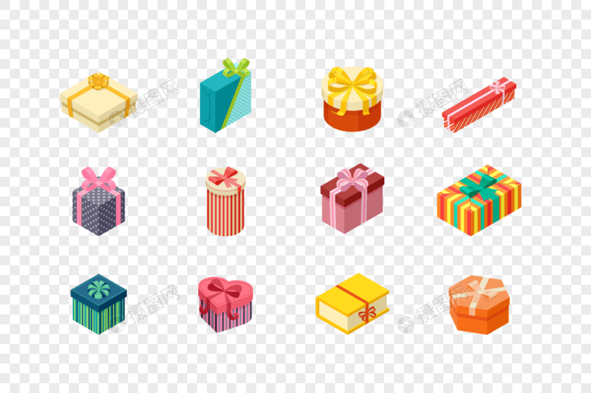 2.5D礼物盒组合图片