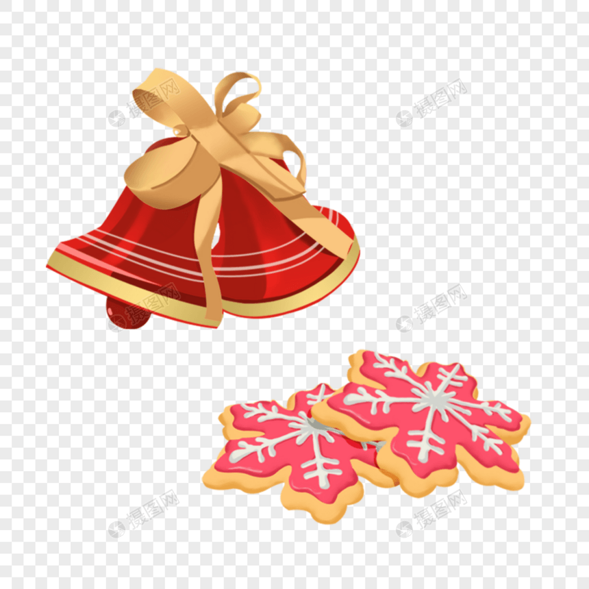 圣诞节铃铛装饰和雪花饼干图片