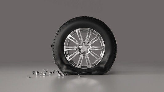 汽车爆胎被图钉扎破的轮胎设计图片