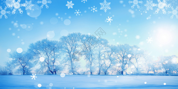 蓝雪花蓝唯美冬季梦幻雪景设计图片