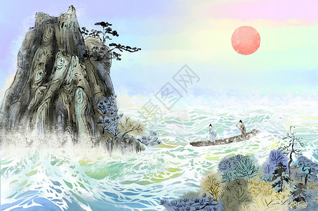新中式山水图背景图片