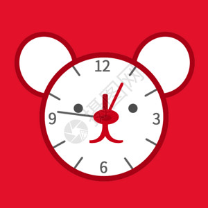 红色闹钟新年老鼠时钟gif高清图片