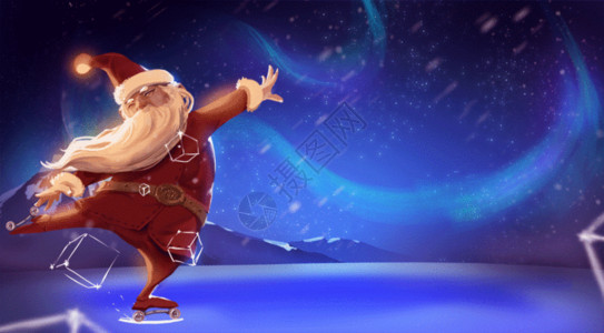 跳舞的圣诞滑雪的圣诞老人gif高清图片