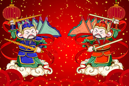 新年春节门神背景图片
