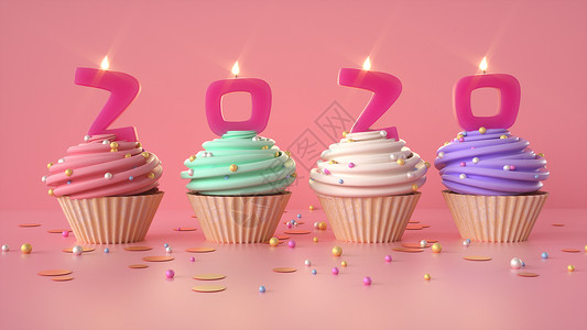 线圈插画鼠年创意2020杯子蛋糕设计图片