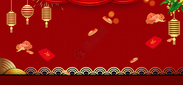 红色喜庆新年背景背景图片