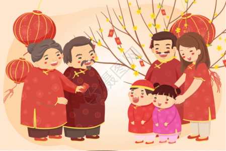 创意树中国习俗新年拜年GIF高清图片