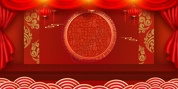 大红喜庆新年背景背景图片