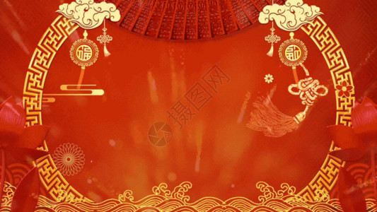 春节边框背景烟花绽放喜庆边框拜年GIF高清图片