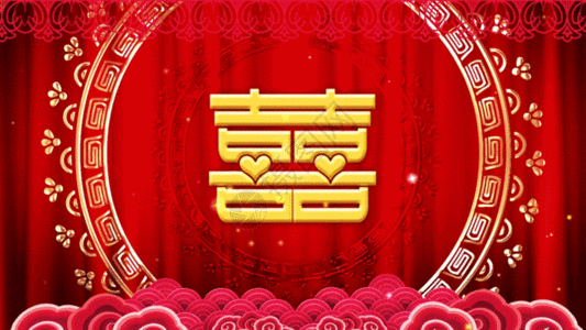 中式中国风婚礼喜庆舞台背景GIF图片