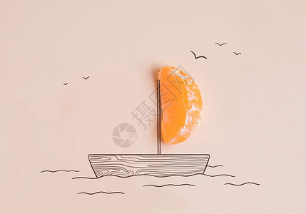 创意橘子帆船背景图片