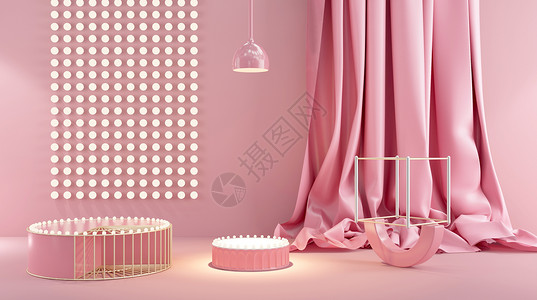 品清茶粉色立体展台设计图片
