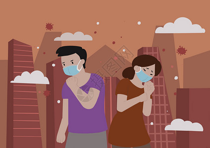 雾霾防护素材疫情流感插画