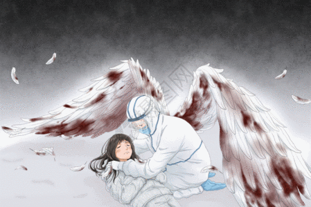 受伤的白衣天使保护病人GIF图片