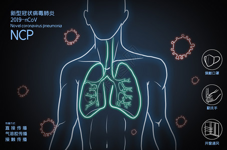 疾病传播人体肺炎疫情插画